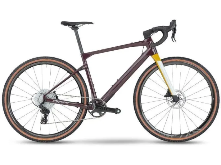 Vélo gravel BMC UnReStricted URS01 Three Campagnolo Ekar Prune & White 2023 L violet freinage disque