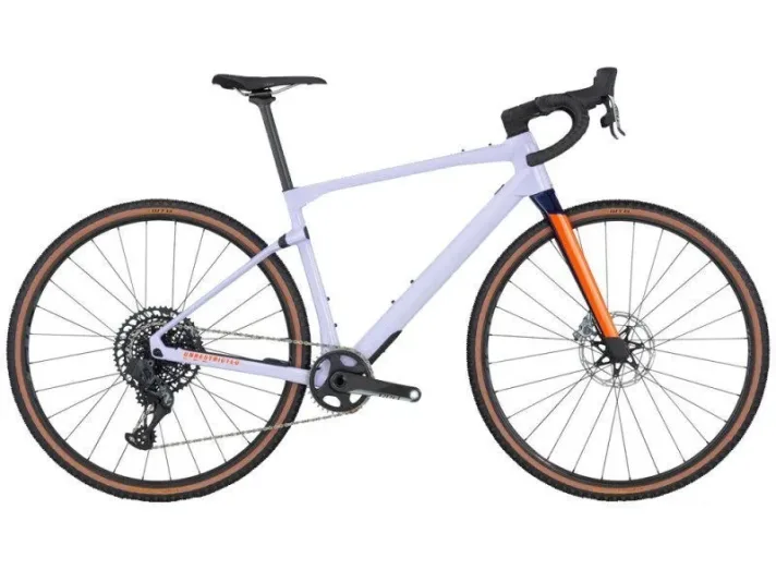 Vélo Gravel BMC URS01 ONE Lavender Haze Orange Sram Red AXS 2023 XL violet freinage disque