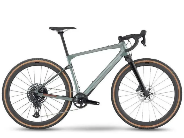 Vélo Gravel BMC URS LT Two Metallic Moss Amber Sram Rival AXS 2023 L freinage disque pétrole