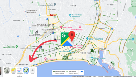 afficher pistes cyclable google maps