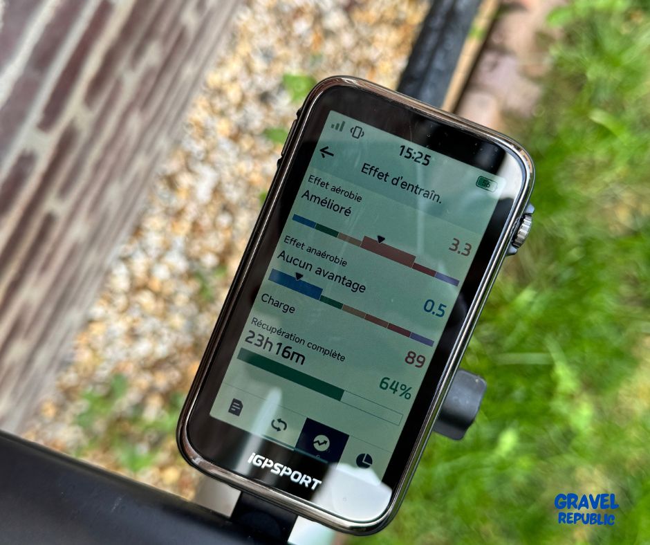 Page effet d'entraînement du BiNavi Ultra avec effet aérobie, charge et récupération
